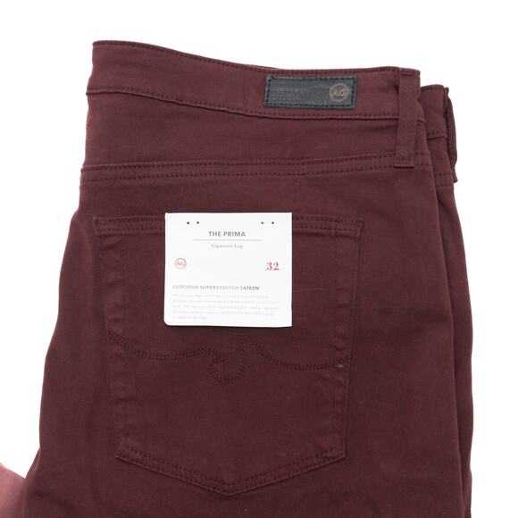AG Adriano Goldschmied Maroon The Prima Cigarette Leg Jeans Size 32 - Picture 4 of 13